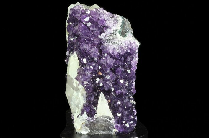 Amethyst Cluster with Calcite On Wood Base #66698